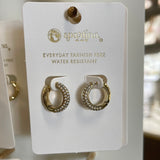 Spartina 449 Splash Collection Shine On Pave Hoop Earrings (18mm) - White Opal