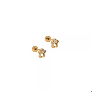LINNY CO Screwback Stud Earrings - Paw Print CZ Gold
