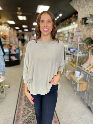 Oatmeal Half Sleeve Relaxed Fit Top