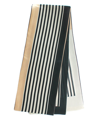 White/Black/Tan Stripe Satin Scarf