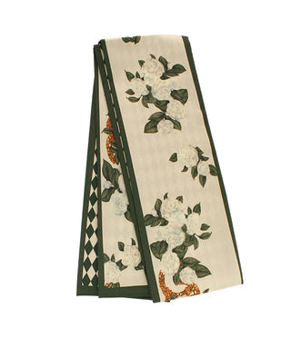 Green Print Satin Scarf