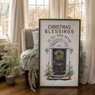 40" Christmas Blessings Sign - Black