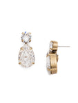 Sorrelli Teardrop Onyx Dangle Earrings - Clear/Bright Gold Finish