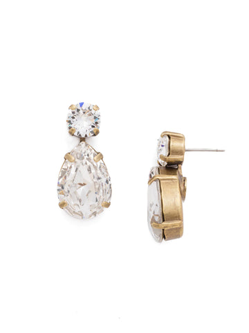 Sorrelli Teardrop Onyx Dangle Earrings - Clear/Bright Gold Finish