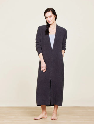 Barefoot Dreams Cozychic Full Zip V-Neck Lounger - Carbon