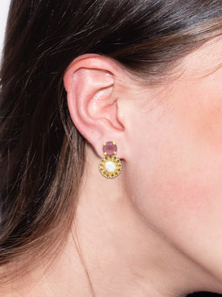 Sorrelli Shoshanna Stud Earrings - Bright Gold Tone/Raw Sugar