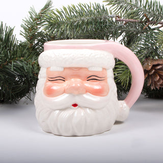 Pink Ceramic Santa Mug