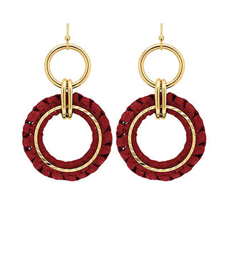 Maroon Wrapped Raffia Earrings
