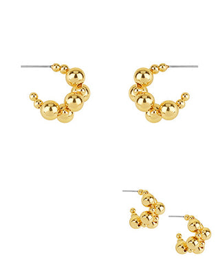 Gold Cluster Ball Hoop Earrings