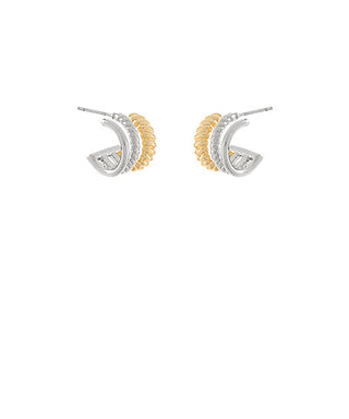 Two Toned 3 Line Rope Textured Hoops