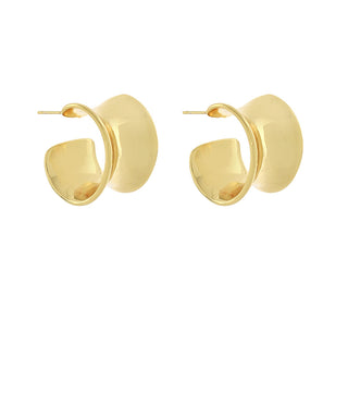 Wide Gold Curved Hoop Earrings