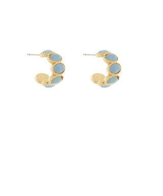 Gold/Blue Hoop Earrings