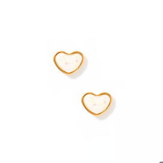 LINNY CO Screwback Stud Earrings - Nora Heart White Gold