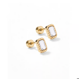 LINNY CO Screwback Stud Earrings - Madison Gold Clear