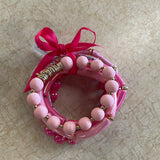Hot Pink Beaded Stretch Bracelet & Bangle Stack