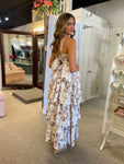 Off White/Taupe Floral Tiered Dress