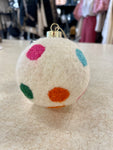 Shiraleah Cream/Polka Dotted Felt Ornament