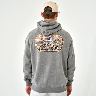 Burlebo Fleece Hoodie - Ducks Flying In - Dark Heather Grey