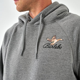 Burlebo Fleece Hoodie - Ducks Flying In - Dark Heather Grey