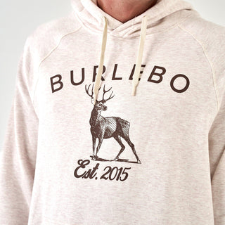 Burlebo Fleece Hoodie - Whitetail Deer - Heather Oatmeal