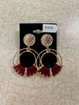 Maroon Wrapped Fabric Statement Earrings