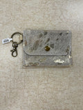 Cream/Gold Leather Button Closure Cardholder