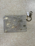Cream/Gold Leather Button Closure Cardholder