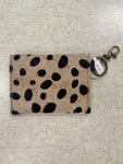 Leather Cheetah Button Closure Cardholder