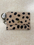 Leather Cheetah Button Closure Cardholder