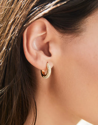 Spartina 449 Splash Collection Shine On Pave Hoop Earrings (18mm) - White Opal