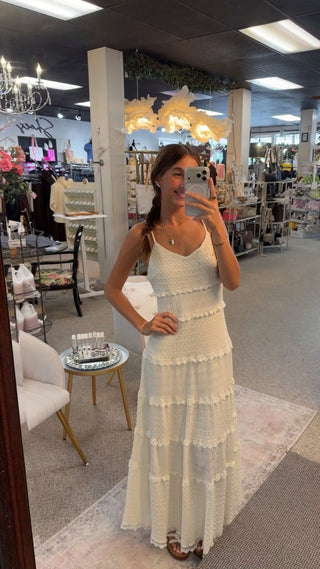 Cream Tiered Lace Maxi Dress