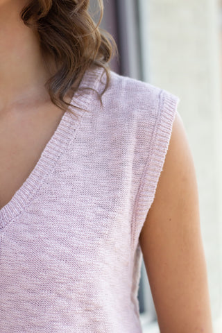 Dusty Rose Button Up Sweater Vest