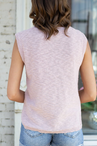 Dusty Rose Button Up Sweater Vest