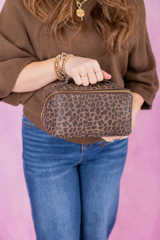 Katie Loxton Soho Medium Makeup Bag / Wash Bag - Leopard