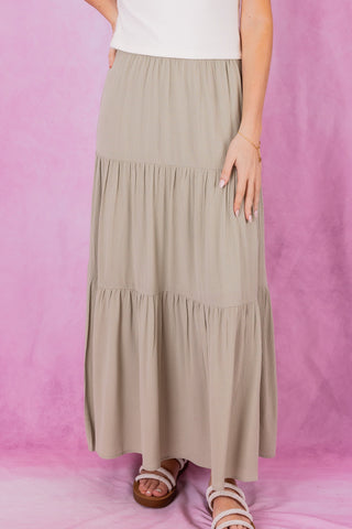 Sage Tiered Maxi Skirt