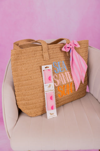 The Darling Effect Straw & Sun Tote – Sea, Sand, Sun