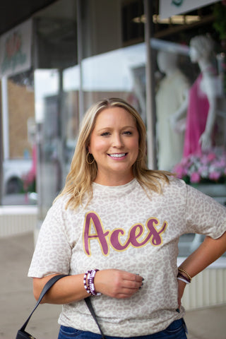Natural Leopard Aces Tee