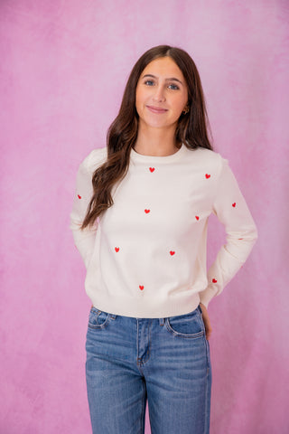 Heart Embroidered Sweater