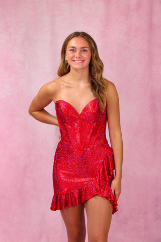 Sherri Hill 57513 - Red Size 6