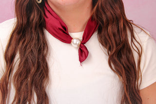 Maroon Pearl Scarf Choker