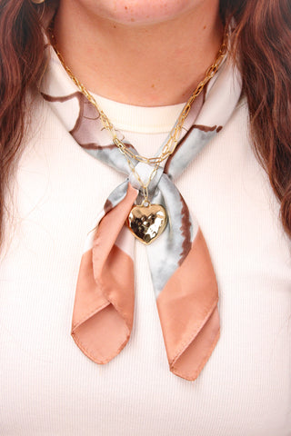 Ivory Heart Pendant Scarf Necklace