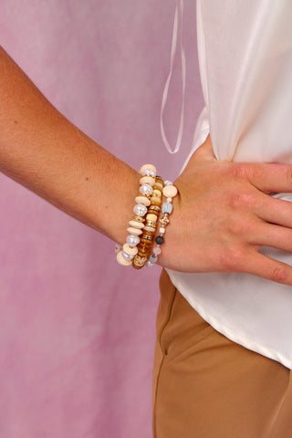 Beige Mix Set of 3 Bracelets