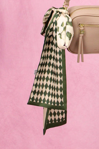Green Print Satin Scarf