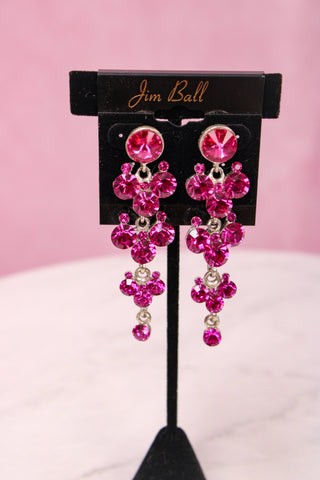 Jim Ball Earrings CE944 - Fuchsia/Silver