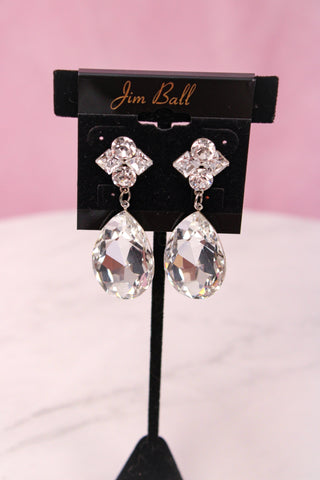 Jim Ball CE951 Earrings - Clear/Silver