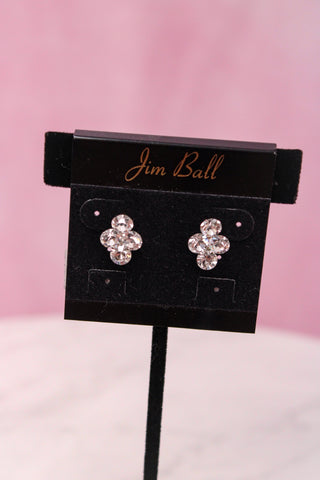 Jim Ball CE1274 Stud Earrings - Clear/Silver