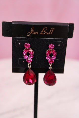 Jim Ball Earrings CE335 - Fuchsia/Silver