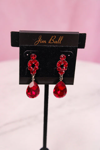 Jim Ball Small Crystal Drop Earrings CE335 - Lt. Siam/Silver