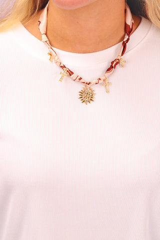 Blush/Rust Scarf Charm Necklace