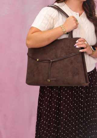 Katie Loxton Lori Suedette Tote Bag - Chocolate